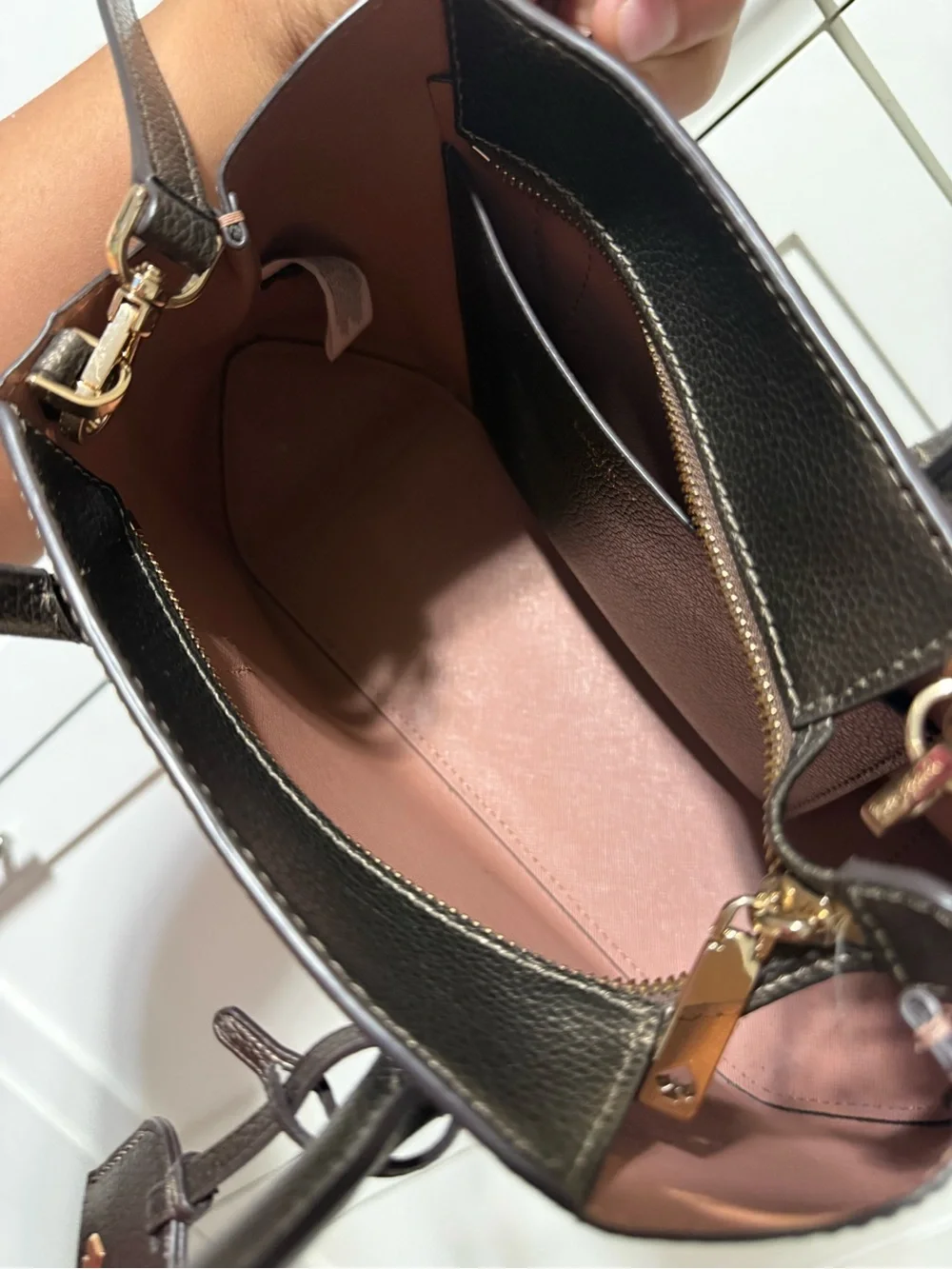 kate spade Metallic Brown Pebbled Leather Satchel